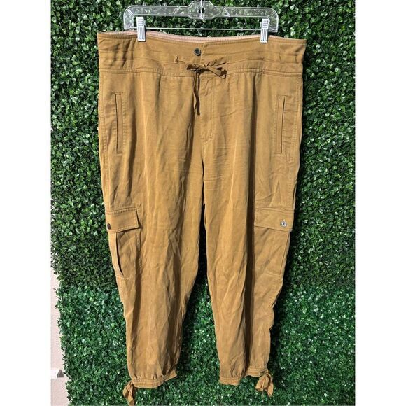 Sundance Iva Cargo Pants Women 16 Butternut Tan Cropped Lagenlook Capsule Festiv - Picture 1 of 5